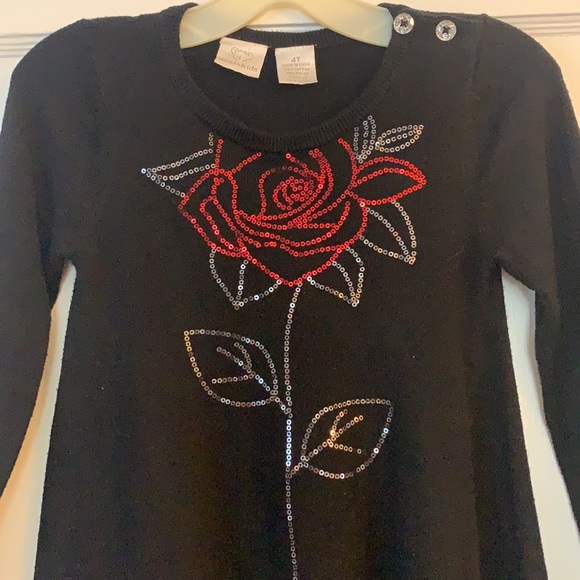 Koala Kids 4T Black Sequin Rose Swing Dress EUC - Picture 3 of 9